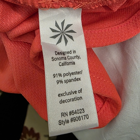 Athleta Chi Hoodie Tunic | Size Medium | Bright Coral Red LIKE NEW - Picture 5 of 9